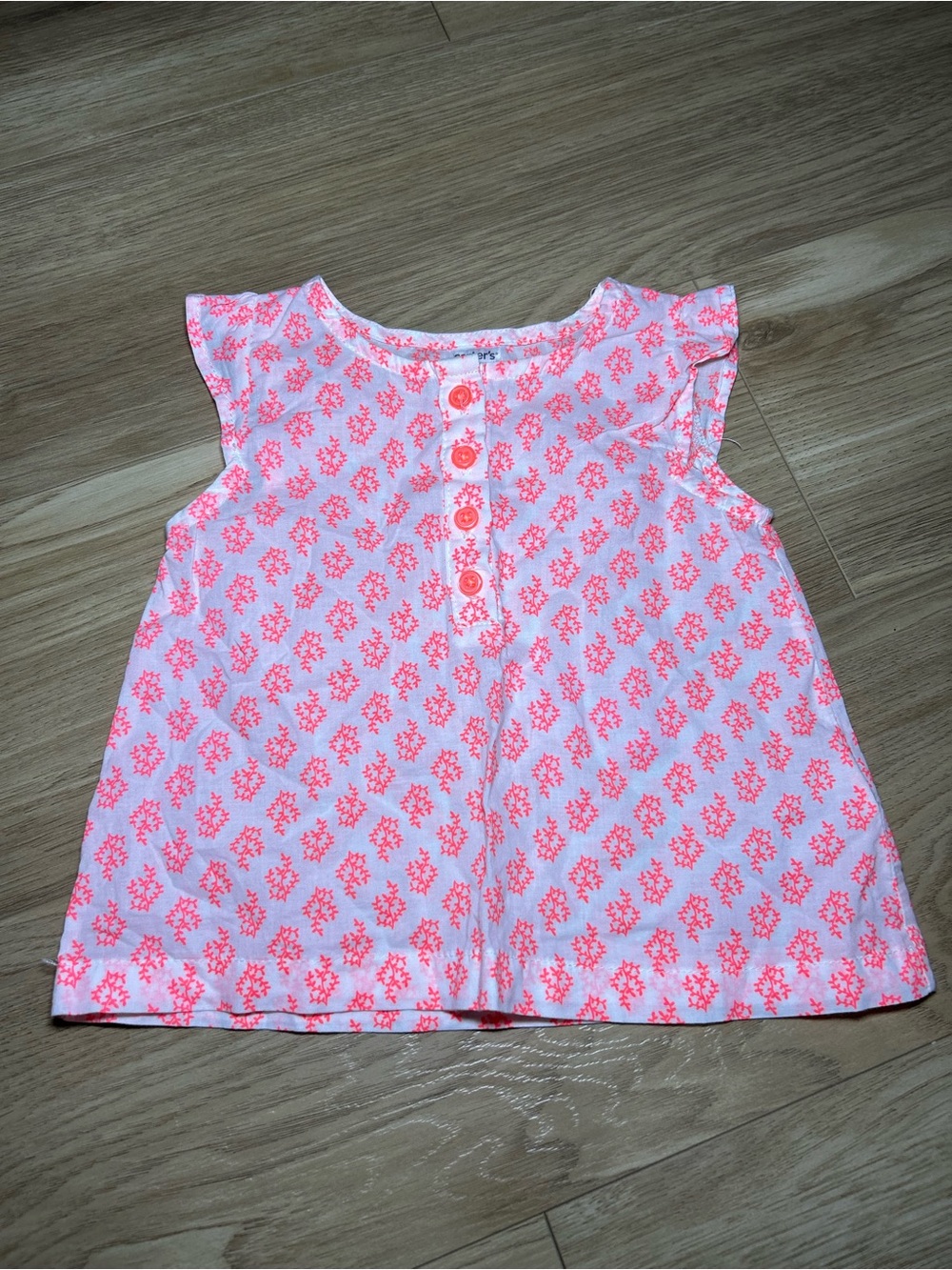Carter's Pink & Coral Floral Button-Front Tank Top